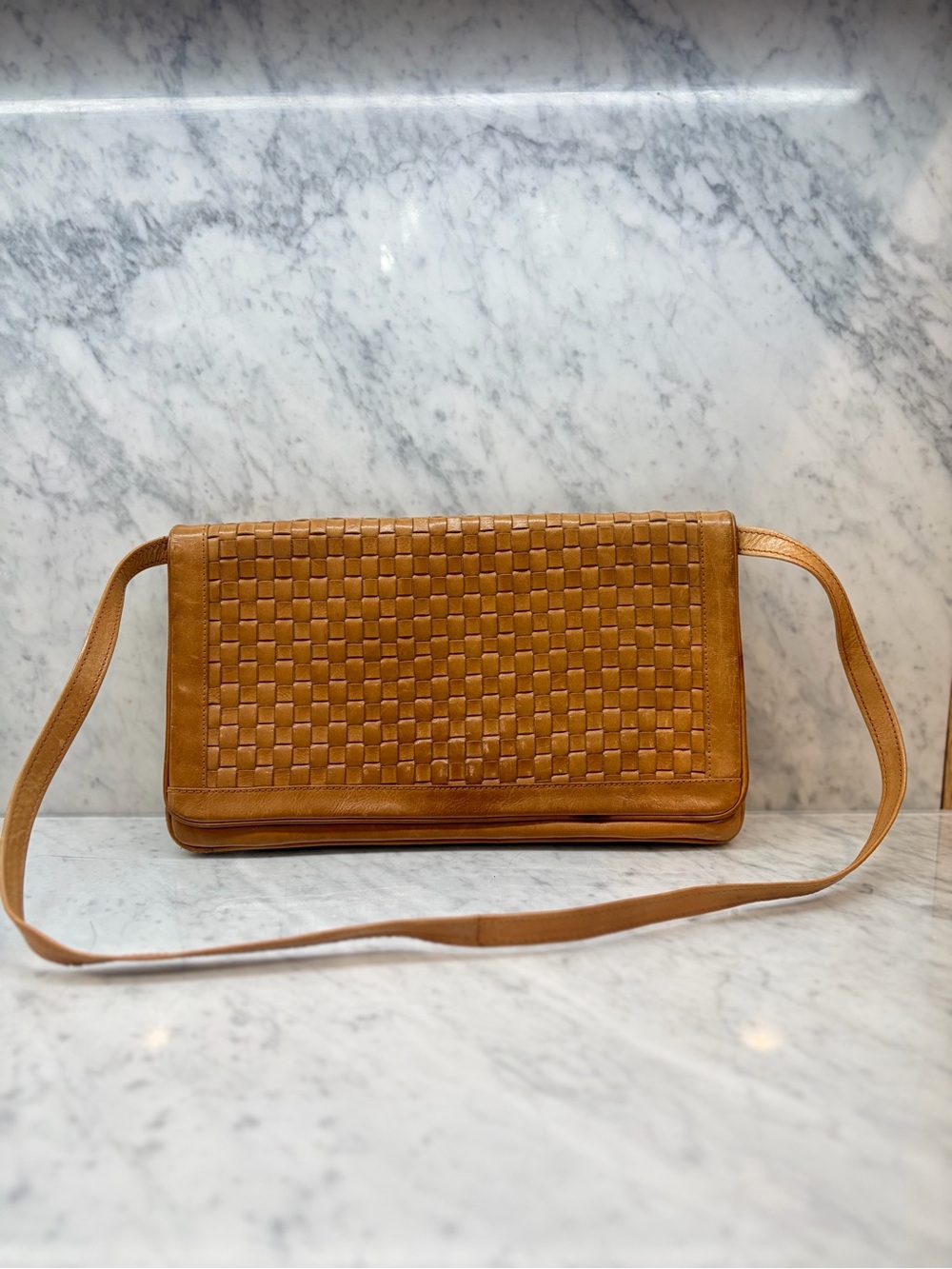 Vintage Bloomingdale’s Made in Italy Woven Leather Shoulder Bag Clutch